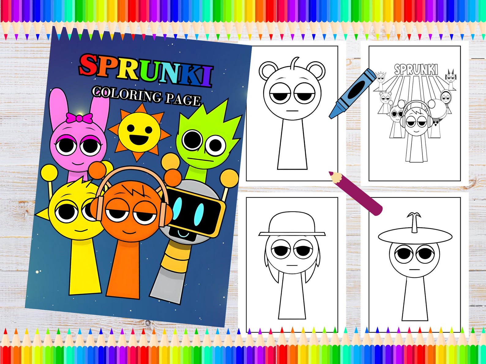 20 Sprunki Characters Printable Coloring Pages A4 Coloring Book Kids ...