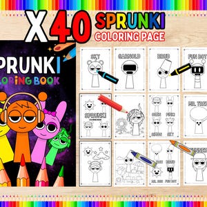 Sprunki Malbuch Zeichen, Sprunki Malbuch Kinder druckbare 40 Malseiten Incridibox, digitale Kinderaktivität, sofortiger Download