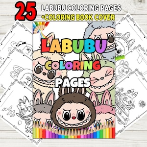 Labubu Färbung 25 Charaktere Malseiten zum Ausdrucken - Niedliche Labubu Illustration - Kinder Malbuch - Kreative Aktivitäten für Jungen und Mädchen