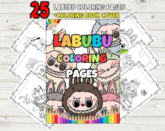 Labubu Coloring 25 Characters Printable Coloring Pages  - Cute Labubu Illustration - Kids Coloring Book - Creative Activities For Boys Girls