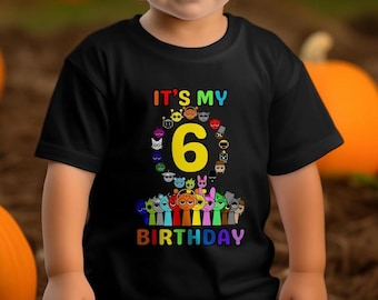 Sprunki 6 years old Birthday Party PNG, Kids Party SPRUNKI Decoration, Cute Sprunki PNG Design for Boys & Girls, Instant Download