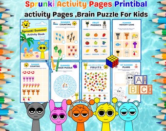 Sprunki back to school Printable Activity Book, Sprunki 15 activity Pages for Kids | Puzzles,Educational, Mazes, Coloring | Instant Download