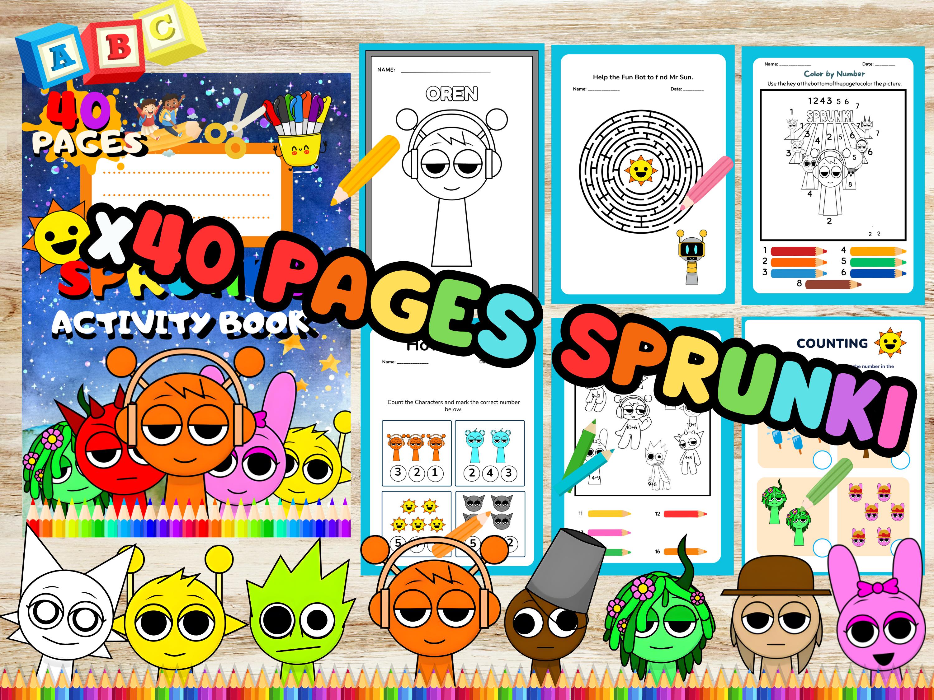 Sprunki Kids Activity Book | 40 Pages Coloring, Mazes, Puzzles ...