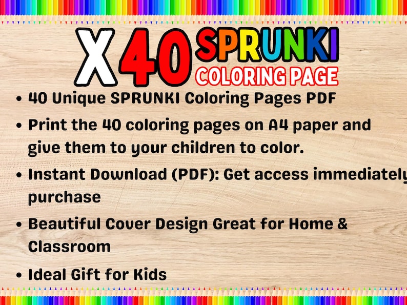 40 Sprunki Characters Printable Coloring Pages A4 Coloring Book Kids ...