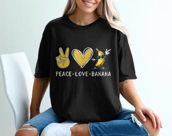 Funny Banana Shirt: Retro Peace Love Design (Instant Download PNG