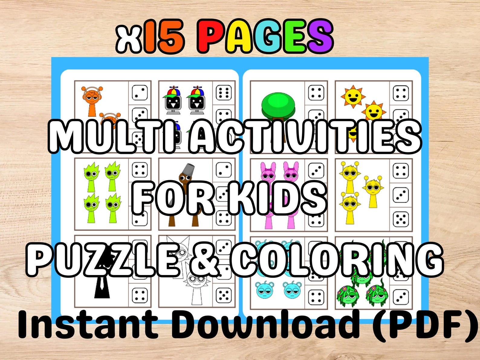 Sprunki Math Activity Page Kids Activity Book: Sprunki Puzzles, Mazes, Coloring Pages (PDF ...