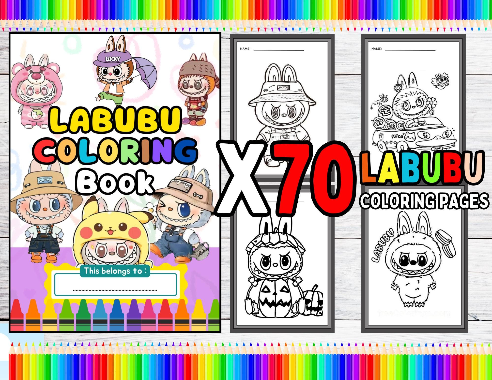 70 LABUBU Coloring Pages Printibal ,cute LABUBU Characters A4 Coloring ...