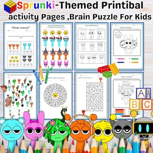 Sprunki Themed Printable Activity Book, Fun Sprunki Pages for Kids | Sprunki Puzzles,Educational, Mazes, Brain Teasers & Coloring