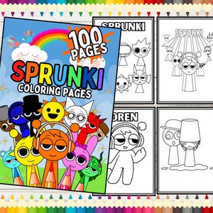 100 Sprunki Zeichen zum Ausdrucken A4 Malbuch Kids, 100 Druckbare Malseiten Digitale Kinder Aktivität Sofort Download