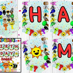 Sprunki Birthday Banner Pennant | Sprunki Birthday Party Decor |Sprunki Banner Party Decoration | Editable DIY Birthday Pennants 2025