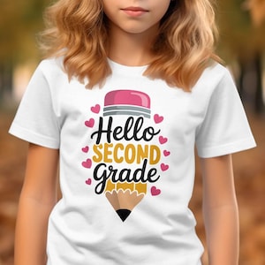 Hello Second Grade PNG: Back to School Shirt Design (Digital Download)