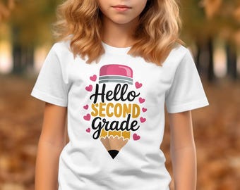 Hello Second Grade PNG: Back to School Shirt Design (Digital Download)