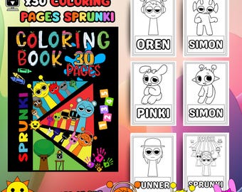 30 Sprunki Characters Printable Coloring Pages A4 Coloring & Activity Book Kids Printable Coloring Pages All My Sprunki Characters Bundle