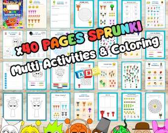 Sprunki Kinder Erinnerungsbuch | 40 Seiten Ausmalseiten, Labyrinthe, Rätsel & Arbeitsblätter | Fun Sprunki Kinder, Kinder, Kinder, Kinder, sofort Dowload druckbare Lern-PDF