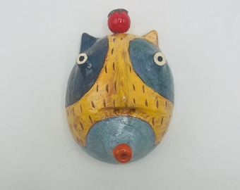 Halb Kopf Wandskulptur - Glückskatze mit Tomate Topper