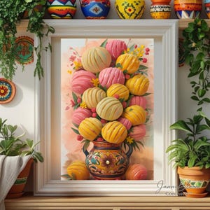 Pan Dulce Wall Art – Mexican Conchas Kitchen Print – Latina Bakery Decor – Colorful Pan Dulce Art – Cozy Cocina Mexicana