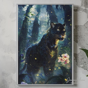 Mexican Jaguar Spirit Animal - Jungle Guardian Digital Wall Art - Mystical Aztec Print Download - Mexican Art, Mexican art digital print