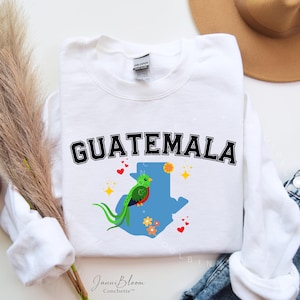 Guatemala Sweatshirt with Quetzal Bird, Cute Latin America Country Crewneck, Latina Heritage Gift, Guatemalan Pride Shirt