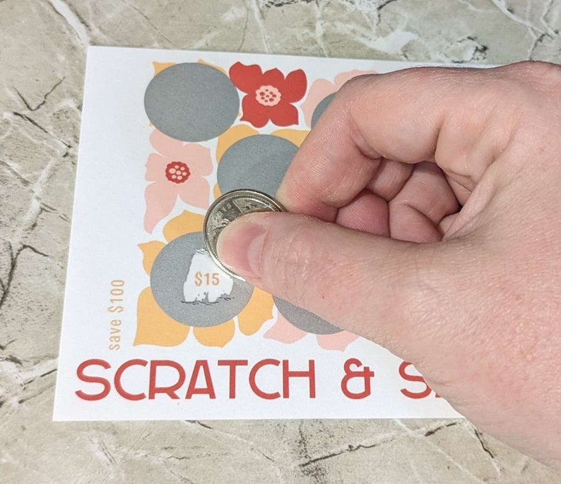 Low Income Scratch Off Savings Challenge 100 Dollars Flower Power Scratch and Save Card image 3