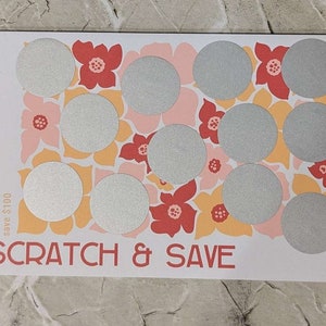 Low Income Scratch Off Savings Challenge 100 Dollars Flower Power Scratch and Save Card image 2