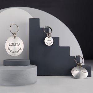 Luxury Engraved Dog Tag | Pet ID Tag | Circle Disc Dog Tag | New Pet Gift | Dog Collar Tag | Puppy Name Tag | Metal Dog Tag | Cat Name Tag