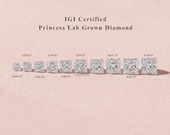 Princess Cut Lab Grown Diamond For Solitaire Ring, Eco Friendly Loose Diamond, CVD Diamond Engagement Ring, 0.50CT - 5.00CT IGI Certified
