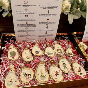 Oyster  shell 12 Days of Christmas ornaments  set