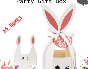 Cajas de regalo con forma de conejito, embalaje para golosinas de Pascua, cajas de regalo de primavera (juego de 6)