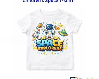 Kids Space Explorer T-Shirt | Cute Astronaut Shirt for Boys & Girls | Space Theme Kids Tee | Cartoon Rocket Top | Gift