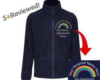 Rainbow Regatta Fleece Personalised | Custom Staff Uniform | Embroidered Hospital Name | Department Name | Custom Name | Free Delivery