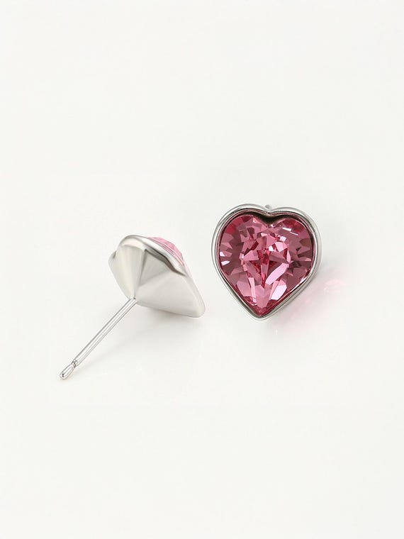 Orecchini Pendenti A Cuore Con Zirconi In Rame Argentato - Lunga Nappa, Gioiello Unisex Per Anniversario, Regalo San Valentino Per Lei E Lui