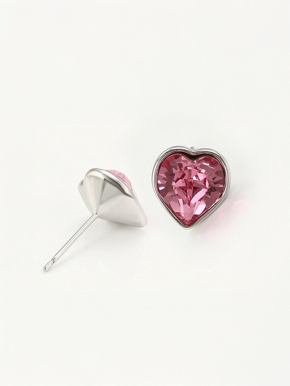 Orecchini Pendenti A Cuore Con Zirconi In Rame Argentato - Lunga Nappa, Gioiello Unisex Per Anniversario, Regalo San Valentino Per Lei E Lui