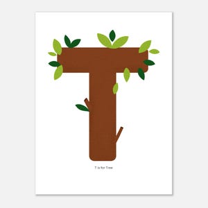 T wie Baum Poster • Illustrierte ABC Wandkunst für Kinder • Kinderzimmerdeko • Lerndruck für Kleinkindzimmer & Montessori-Räume