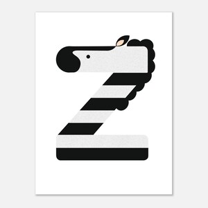 Poster "Z come Zebra" • Arte murale illustrata ABC per bambini • Decorazioni per la cameretta dei bambini • Stampa educativa per camerette dei più piccoli e spazi Montessori