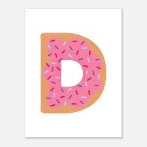 D wie Donut Poster • Illustrierte ABC Wandkunst für Kinder • Kinderzimmerdeko • Lerndruck für Kleinkinderzimmer & Montessori-Räume