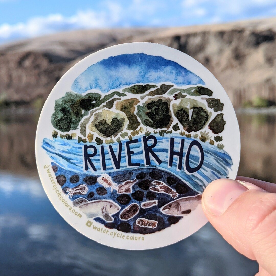 River Printable Sticker River Ho Sticker - Watercolor Fish & Aquatic Insects - Etsy