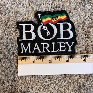 Bob Marley Reggae Heavy Metal Hard Rock Band Embroidered Iron On Patch 3.25&quot; x 2.5&quot;