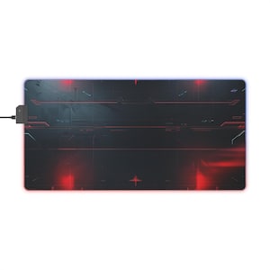 Red Futuristic Gaming XXL Mouse Pad - Cyberpunk Extended Desk Mat for Gamers, Large Non-Slip Mousepad, Tech Style PC Desk Mat