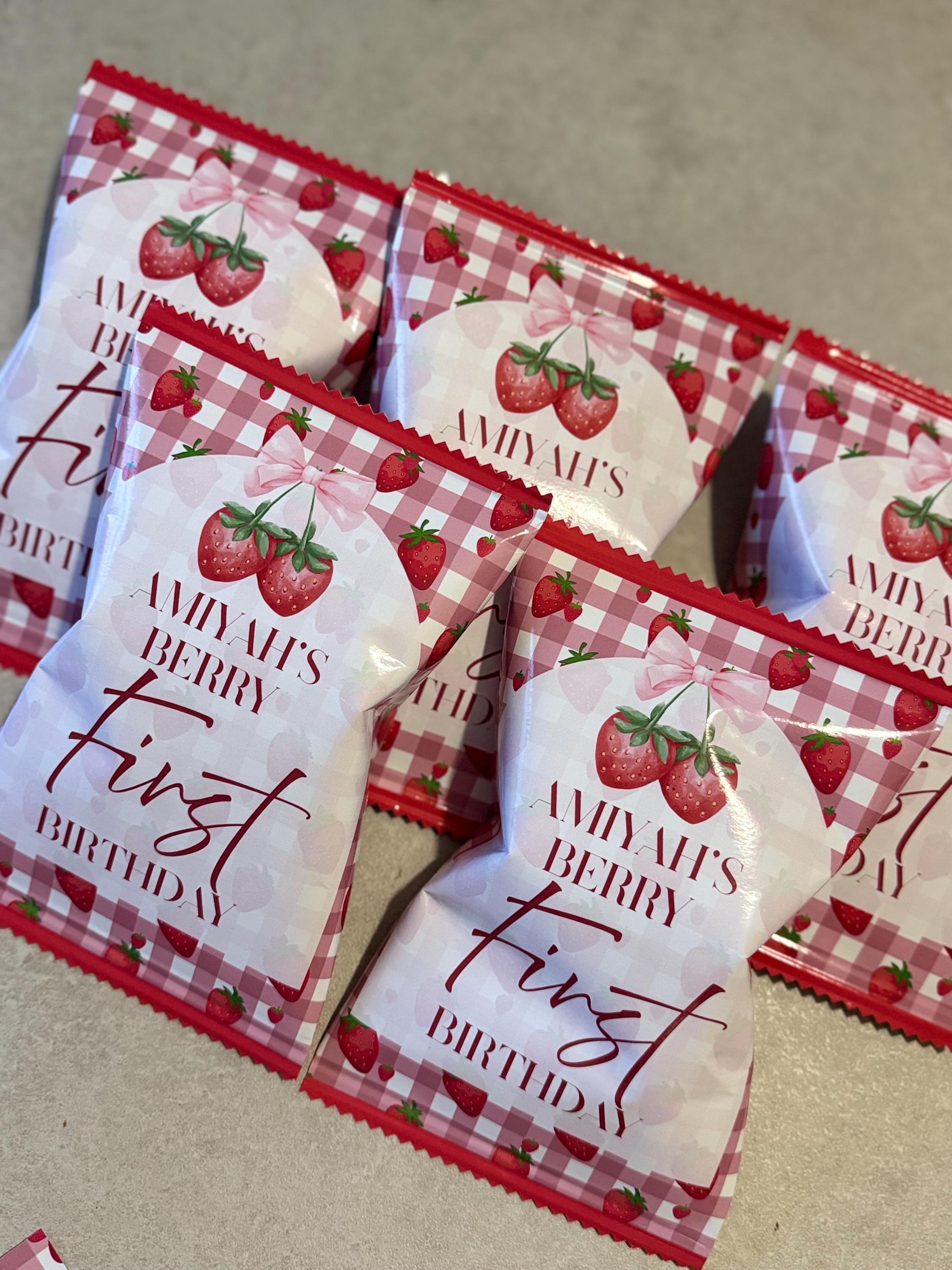 Reallnaive Sweet One Berry 1st Birthday Gift Bags - 16 Pcs Strawberry Themed Treat Favors With Handles - View #4
