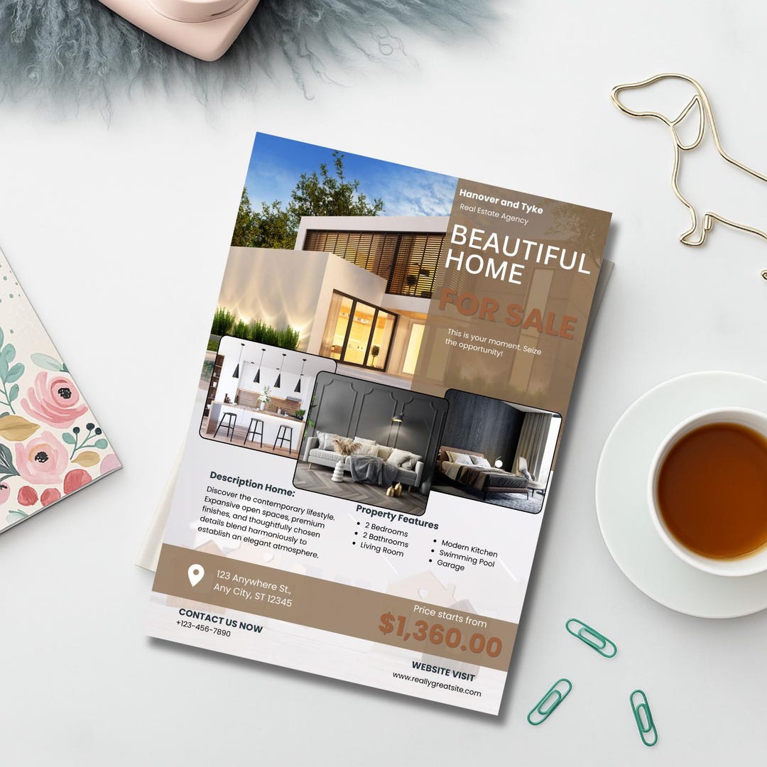 Editable Real Estate Flyer Canva Template | Modern Realtor Marketing ...