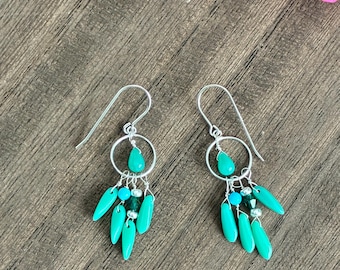 Mint green dangle drop earrings