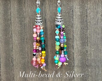 Boho multi-stone and bead dangle earrings