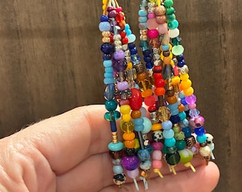 Boho multi-stone and bead dangle earrings