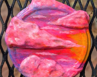 Upcycled Sunset Cloud Magnet: Polymer Clay Sculpture (3.5" Width)