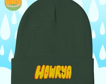 HOWRYA - Embroidered Beanie - Black, Dark Green - Made to Order