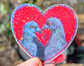 Pigeons in Love Sticker - 2.75 inch - Vinyl Waterproof