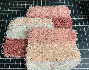 Scrub-A-Dub-Dub, 5x5”, Peachy Kitchen or Shower Scrubbies