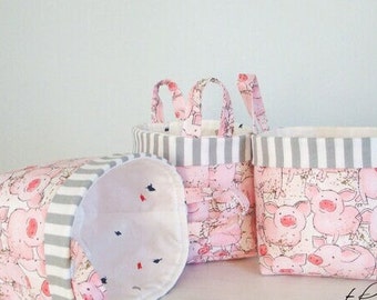 Handmade Mini Fabric Basket, Piggy