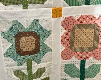 Lori Holt Flower Quilt, 42x48” Top And Backing