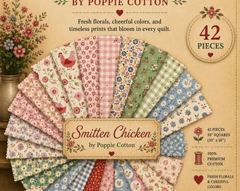 Smitten Chicken 10” Squares, Poppie Cotton